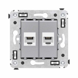 Розетка телефонная 2-м СП Avanti "Закаленная сталь" RJ12 без шторок механизм DKC 4404614