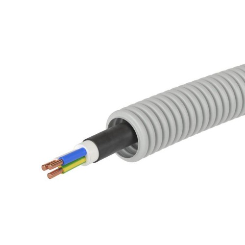 Электротруба ПВХ гибкая гофр. d20мм сер. с кабелем ВВГнг(А)-LS3х1.5кв.мм РЭК "ГОСТ+" (уп.100м) DKC 9L920100