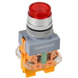 Кнопка D7-11D d22мм 1з+1р с подсветкой красн. GENERICA BBT50-11D-3-12-K04-G