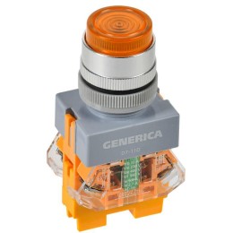 Кнопка D7-11D d22мм 1з+1р с подсветкой желт. GENERICA BBT50-11D-3-12-K05-G