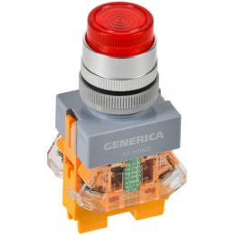 Кнопка D7-11DNZS d22мм 1з+1р с подсветкой и фиксацией красн. GENERICA BBT50-11DNZS-3-11-K04-G