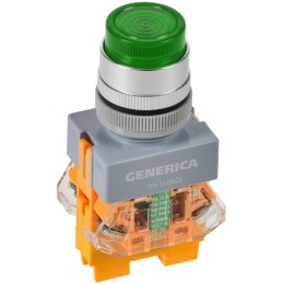 Кнопка D7-11DNZS d22мм 1з+1р с подсветкой и фиксацией зел. GENERICA BBT50-11DNZS-3-11-K06-G