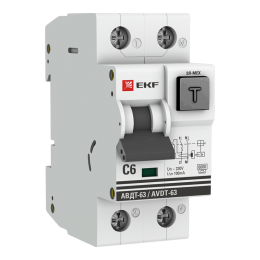 Выключатель автоматический дифференциального тока 2п C 6А 100мА тип A 6кА АВДТ-63 электромех. PROxima EKF DA63-6-100em