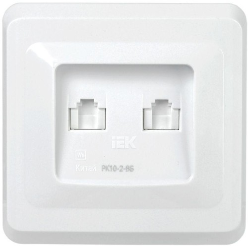 Розетка компьютерная 2-м Вега RJ45 кат.5E РК10-2-ВБ бел. IEK EKV25-K01-DM