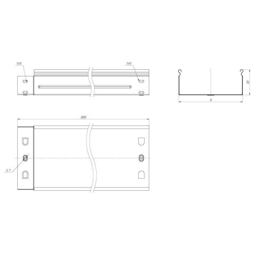 Лоток листовой неперфорированный 80х600 L3000 1мм EKF L8060000