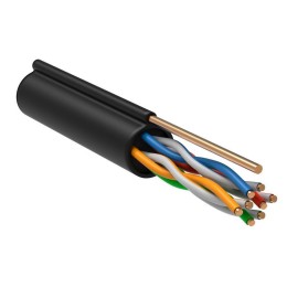 Кабель витая пара U/UTP кат.5E 4х2х24AWG LDPE с метал. тросом 1.2мм черн. (305м) (м) ITK LC3-C5E04-159