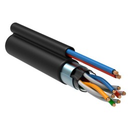 Кабель витая пара F/UTP кат.5E 4 пары 24 AWG solid LDPE кабель питания 2х0.75кв.мм черн. (305м) (м) ITK LC3-C5E04-379