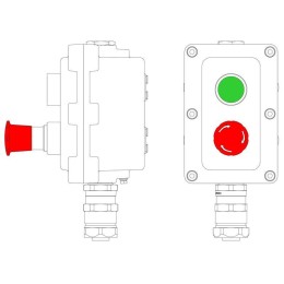 Пост управления взрывонепроницаемый из алюминия LCSD-02-B-MC-P1G(11)x1-P6E(11)x1-PCMB-KAEPM3MHK-20 DKC LCSD21000078