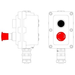 Пост управления взрывонепроницаемый из алюминия LCSD-02-B-MB-P1B(11)x1-P6E(11)x1-PBMB-KAEPM2MHK-20 DKC LCSD21000083