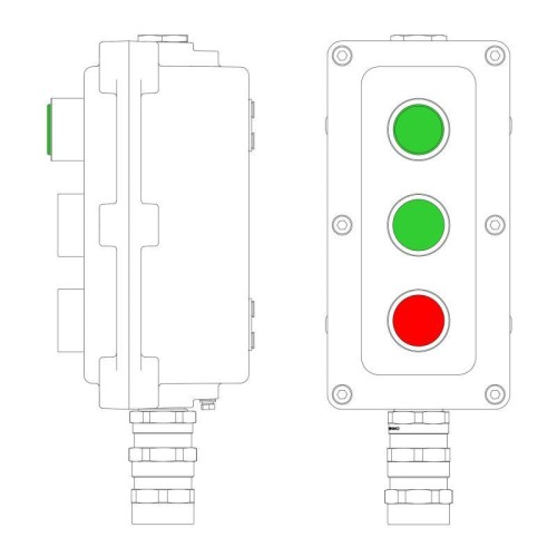 Пост управления взрывонепроницаемый из алюминия LCSD-03-B-MC-L1G(220)x1-P1G(11)x1-P1R(11)x1-PCMB-KA3MHK DKC LCSD21000108