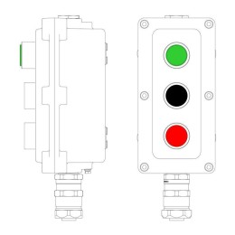 Пост управления взрывонепроницаемый из алюминия LCSD-03-B-MC-L1G(220)x1-P1B(11)x1-P1R(11)x1-PCMB-KAEPM3MHK-20 DKC LCSD21000122