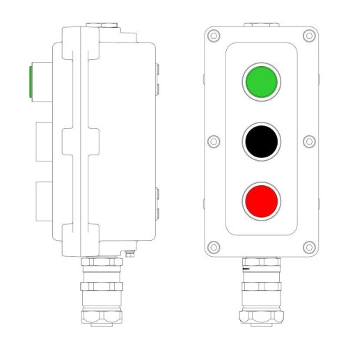 Пост управления взрывонепроницаемый из алюминия LCSD-03-B-MC-L1G(220)x1-P1B(11)x1-P1R(11)x1-PCMB-KAEPM3MHK-20 DKC LCSD21000122