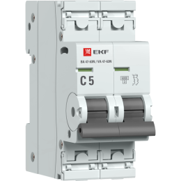 Выключатель автоматический модульный 2п C 5А 6кА ВА 47-63N PROxima EKF M636205C