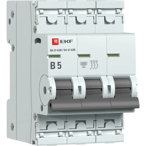 Выключатель автоматический модульный 3п B 5А 6кА ВА 47-63N PROxima EKF M636305B