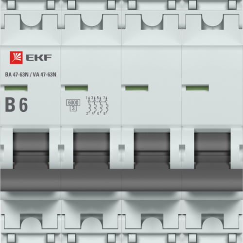 Выключатель автоматический модульный 4п B 6А 6кА ВА 47-63N PROxima EKF M636406B