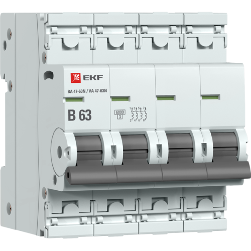 Выключатель автоматический модульный 4п B 63А 6кА ВА 47-63N PROxima EKF M636463B