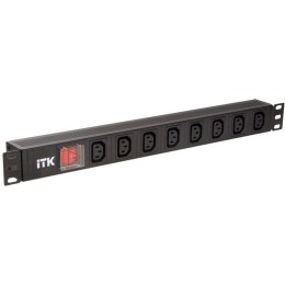 Блок розеток 8 мест PDU 19дюймов IEC320 C13 PH12-8C133 с LED выкл. алюм. профиль1U вход C14 без шнура ITK PH12-8C133