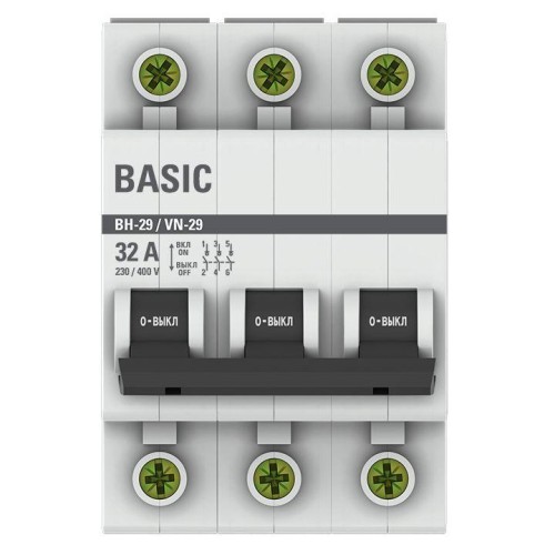 Выключатель нагрузки 3п 32А ВН-29 Basic EKF SL29-3-32-bas