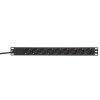 Блок PDU TERACOM PRO 19дюйм 1U 10А/250В 9 роз. Schuko шнур 2м 3х1.5кв.мм вилка C14 корпус алюм. черн. EKF TRP-HPD-10A-9SH-2MC14