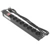 Блок PDU TERACOM PRO 19дюйм 1U 16А/250В 8 роз. Schuko с выключат. шнур 2м 3х1.5кв.мм вилка Schuko корпус алюм. черн. EKF TRP-HPD-LS-16A-8SH-2MSH