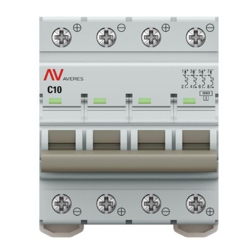 Выключатель автоматический 4п C 10А 10кА AV-10 DC AVERES EKF mcb10-DC-4-10C-av