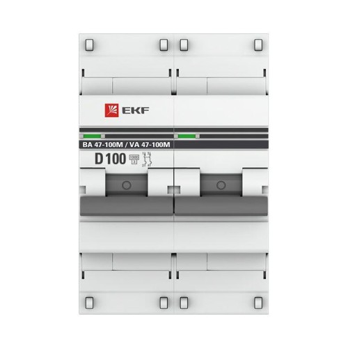Выключатель автоматический модульный 2п D 100А 10кА ВА 47-100M электромагнит. расцеп. PROxima EKF mcb47100m-2-100D-pro