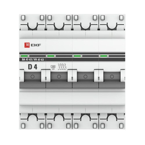 Выключатель автоматический модульный 4п D 4А 4.5кА ВА 47-63 PROxima EKF mcb4763-4-04D-pro