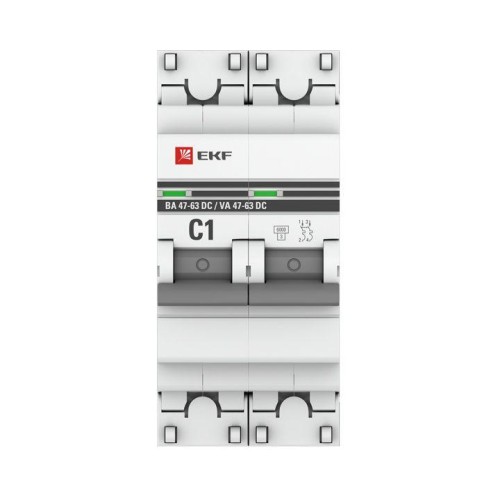 Выключатель автоматический модульный 2п C 1А 6кА ВА 47-63 DC PROxima EKF mcb4763-DC-2-01C-pro