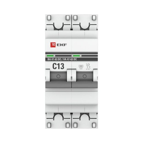 Выключатель автоматический модульный 2п C 13А 6кА ВА 47-63 DC PROxima EKF mcb4763-DC-2-13C-pro