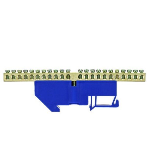 Шина нулевая N 6х9 22 отвер. латунь син. изолятор на DIN-рейку PROxima EKF sn0-63-22-d