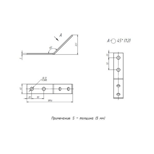 Пластина STRUT угловая 135град. 4 отверстия HDZ EKF stpu4135-HDZ