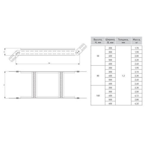 Угол для лотка вертикальный шарнирный 50x600мм EKF vlt50600